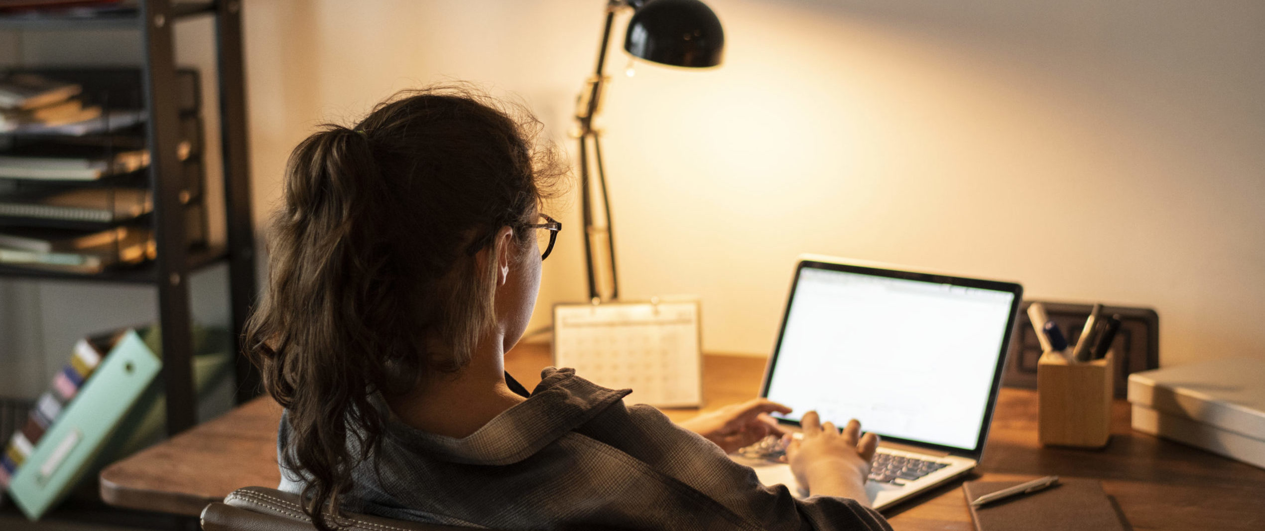 Working, interning from home with a laptop