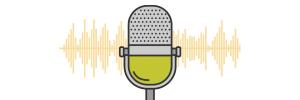 Voices For Human Needs Cover Art with green microphone and yellow sound waves. Text reads at the bottom: A podcast from the Coalition on Human Needs